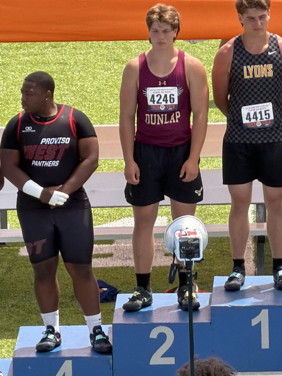 DunlapAthletics's tweet photo. Congratulations to Patrick Peterson on finishing 2nd in the shot in the IHSA 3A State Track/Field Meet!! Well done!! https://t.co/5ItKh7Of0H
