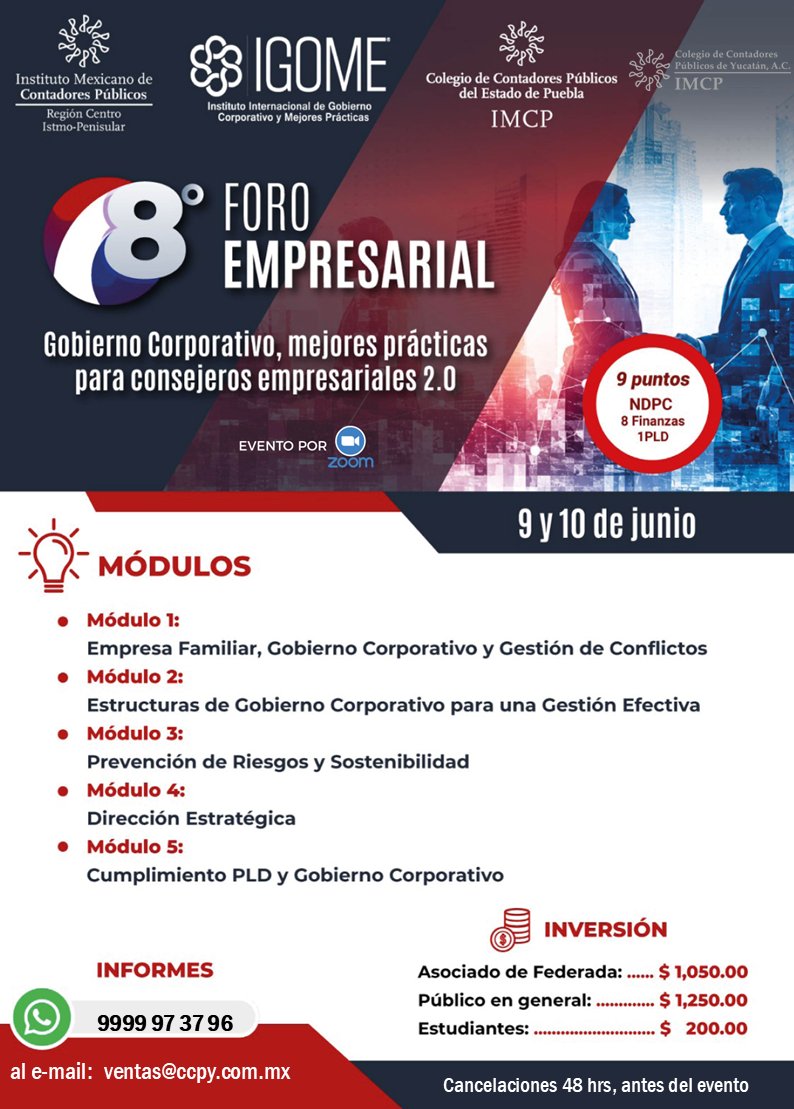 CCPYUC's tweet photo. 👉Consulta nuestros próximos eventos e inscríbete, aún estás a tiempo!!!

𝐈𝐧𝐟𝐨𝐫𝐦𝐞𝐬:
📱Cel. 9999 97 37 96 o al correo 📧 ventas@ccpy.com.mx

#CCPY #SoyRCIP #CursosEnLínea https://t.co/9j2mIVWGz6