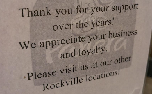 BethesdaRow's tweet photo. Panera Bread closes permanently in Rockville Town Center:

https://t.co/tQEQuHNpJB https://t.co/XV9PURh0hW