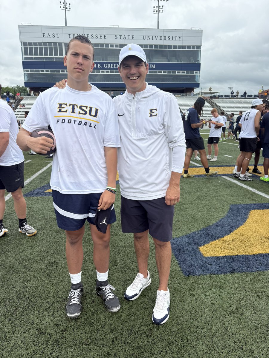 MaxSimpson2028's tweet photo. It always feels like home when im in Johnson City. Thanks for always making me feel at home when I’m on campus @ETSUFootball , I been battling covid and flu like symptoms all week glad I got to get out and compete today, it was awesome to meet the new OC @CoachB_Blackmon and @Coach_NPosey the QBs coach , Thank you @Coach_heals for always hosting a great camp @ETSUFootball @PlayBookAthlete @ChrisReynolds_3 @QBC_Charlotte @Dabigman41 @FTRreport @appalachiaprep