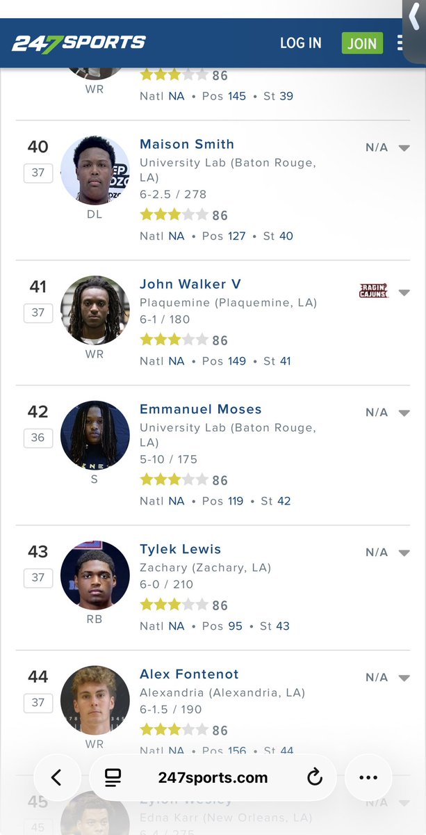 jwalk14__'s tweet photo. Blessed to be ranked a 3⭐️⭐️⭐️ and the #41 player in Louisiana!!!!

@TomLoy247 
@MikeRoach247 
@LAvsAllYall 
@samspiegs https://t.co/g5PgCQ4324