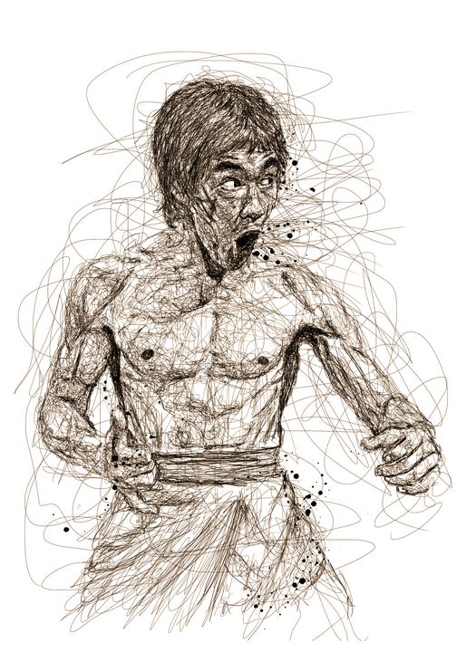 alizmann's tweet photo. Art of the Day! "bruce lee scribbles". Buy at: https://t.co/bS9TuO0WXj https://t.co/xQd1lt6Kg0