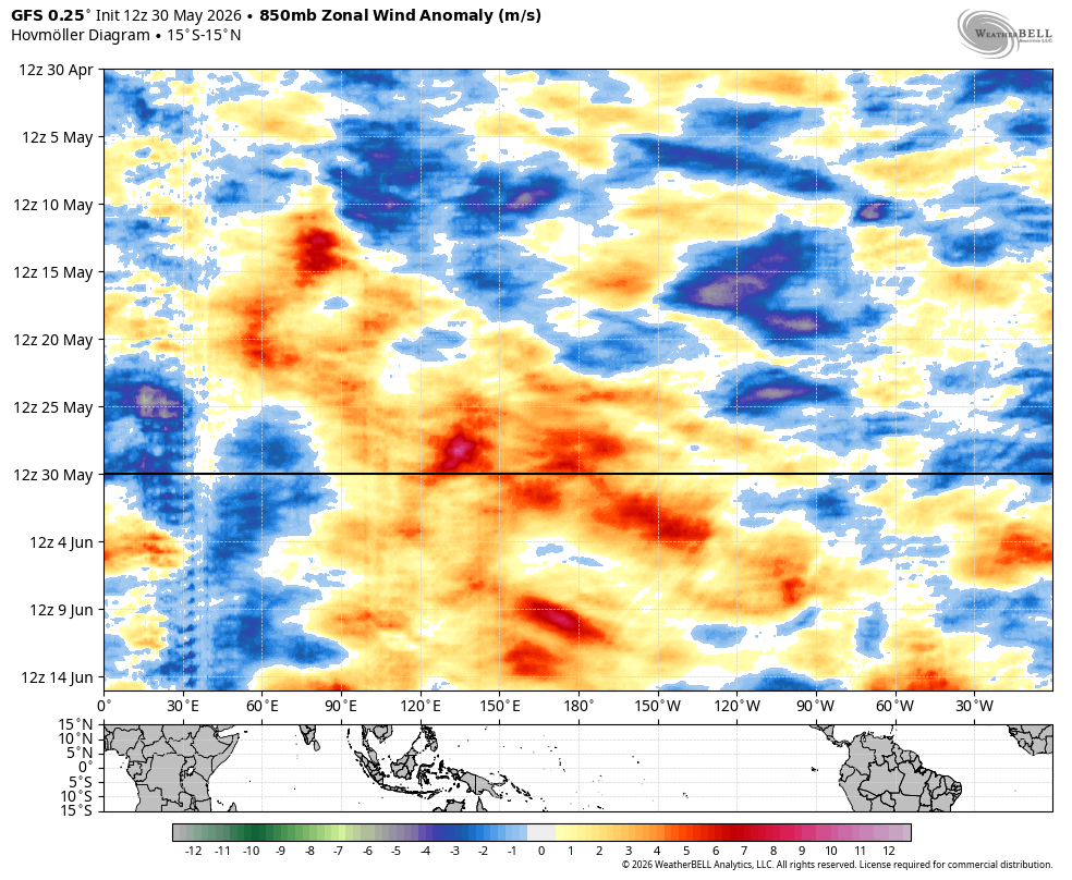 Weatherunited1's tweet photo. Are we really at 4.9 to 5.1 C right off the coast of Peru? Well, digging a little deeper, I can confirm that. This El Niño is going to break the all-time record by late autumn with another stretch of westerly wind bursts over the next 2-3 weeks. https://t.co/drGCNu5BEQ