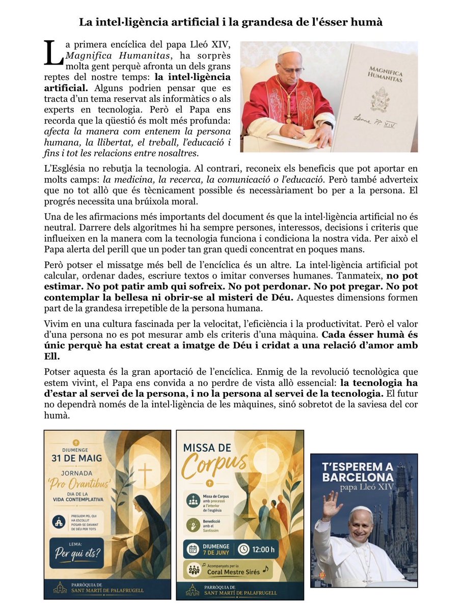 ParroqPala's tweet photo. ℹ️ Ja podeu consultar el #Suplement del #FullParroquial d'aquest diumenge de la Santíssima Trinitat ⤵️ #Palafrugell https://t.co/btBa5M6EUo