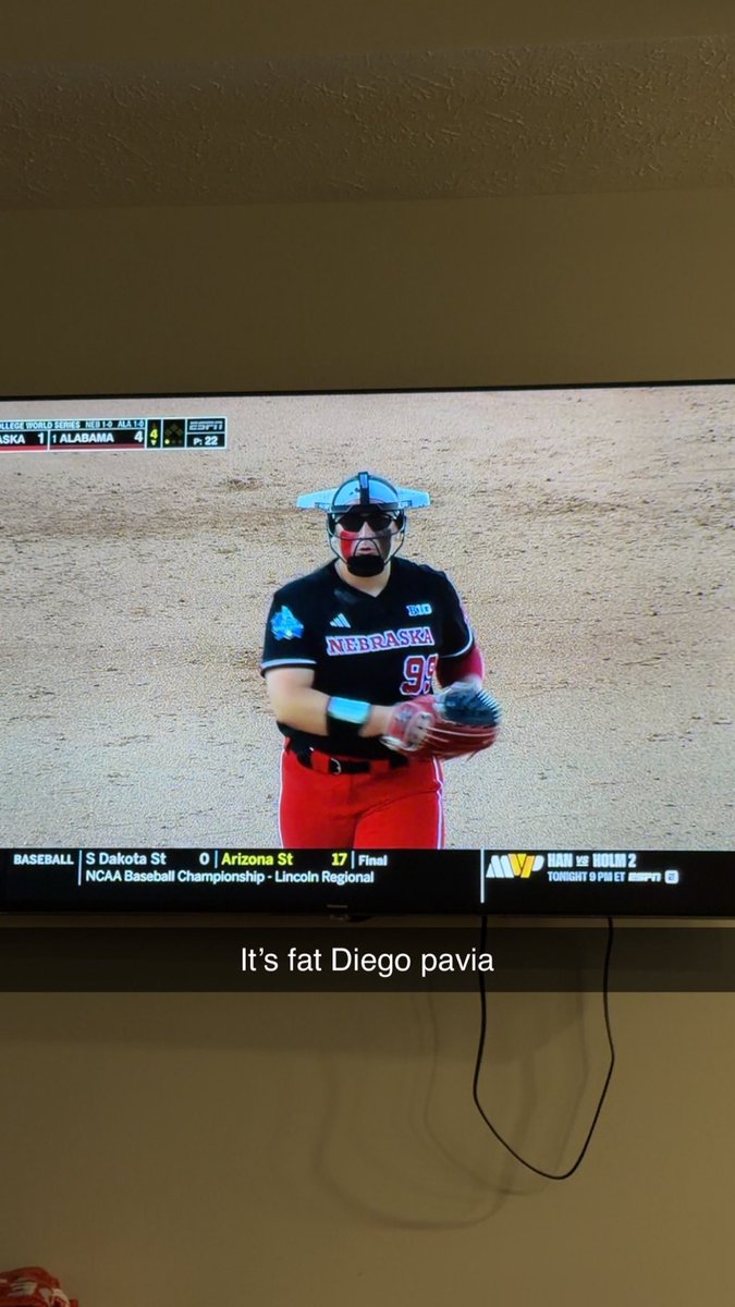 OnThatBeam's tweet photo. Nebraska pitcher fat Diego pavia https://t.co/6TripGcQ0n