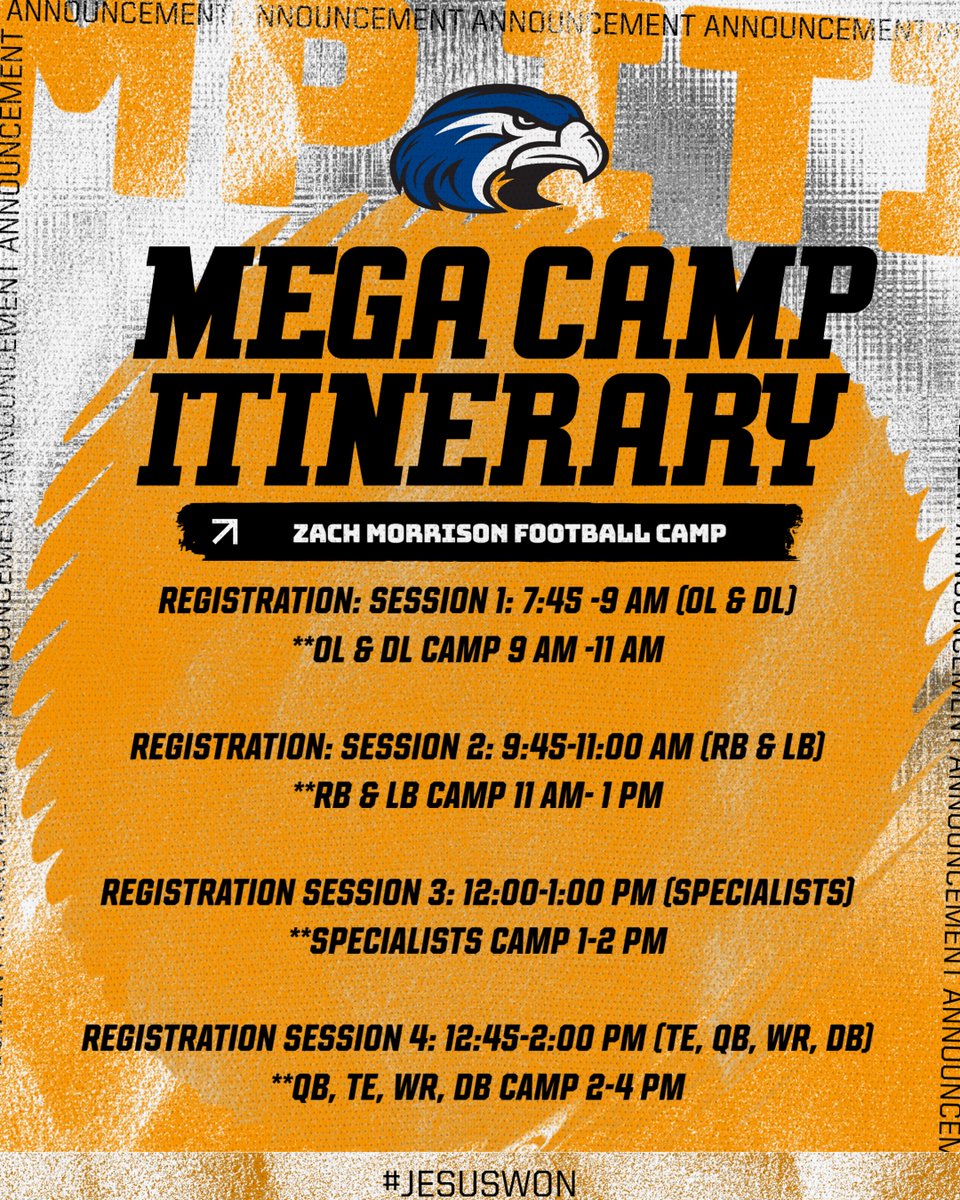 coachmorrison58's tweet photo. MEGA CAMP CAMP ITINERARY

MAY 31st 

https://t.co/ijlGMFjez0 https://t.co/PBG8H5QoEY