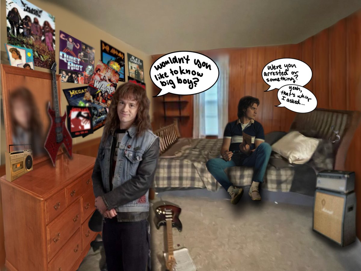 munsonsdio's tweet photo. common steddie fic collage/edit 2: eddie invites steve over to his new hush money funded place. i love steddie!! https://t.co/0n23Uf3ghl