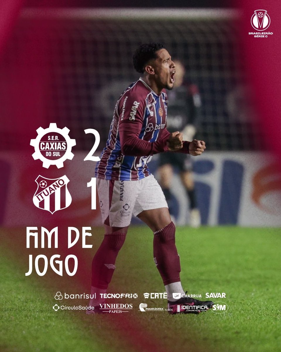sercaxias's tweet photo. É VITÓRIA DO CAXIAS NO CENTENÁRIO! 🇳🇱

Na noite de hoje, o Caxias venceu a equipe do Ituano de virada pelo placar de (2x1) e conquistou três pontos importantes na 9ª rodada da Série C.

Victor Feijão e Salatiel marcaram os gols do Grená. ⚽️⚽️

#sercaxias #grenádopovo #CAXxITU https://t.co/VMm8dmgDcG