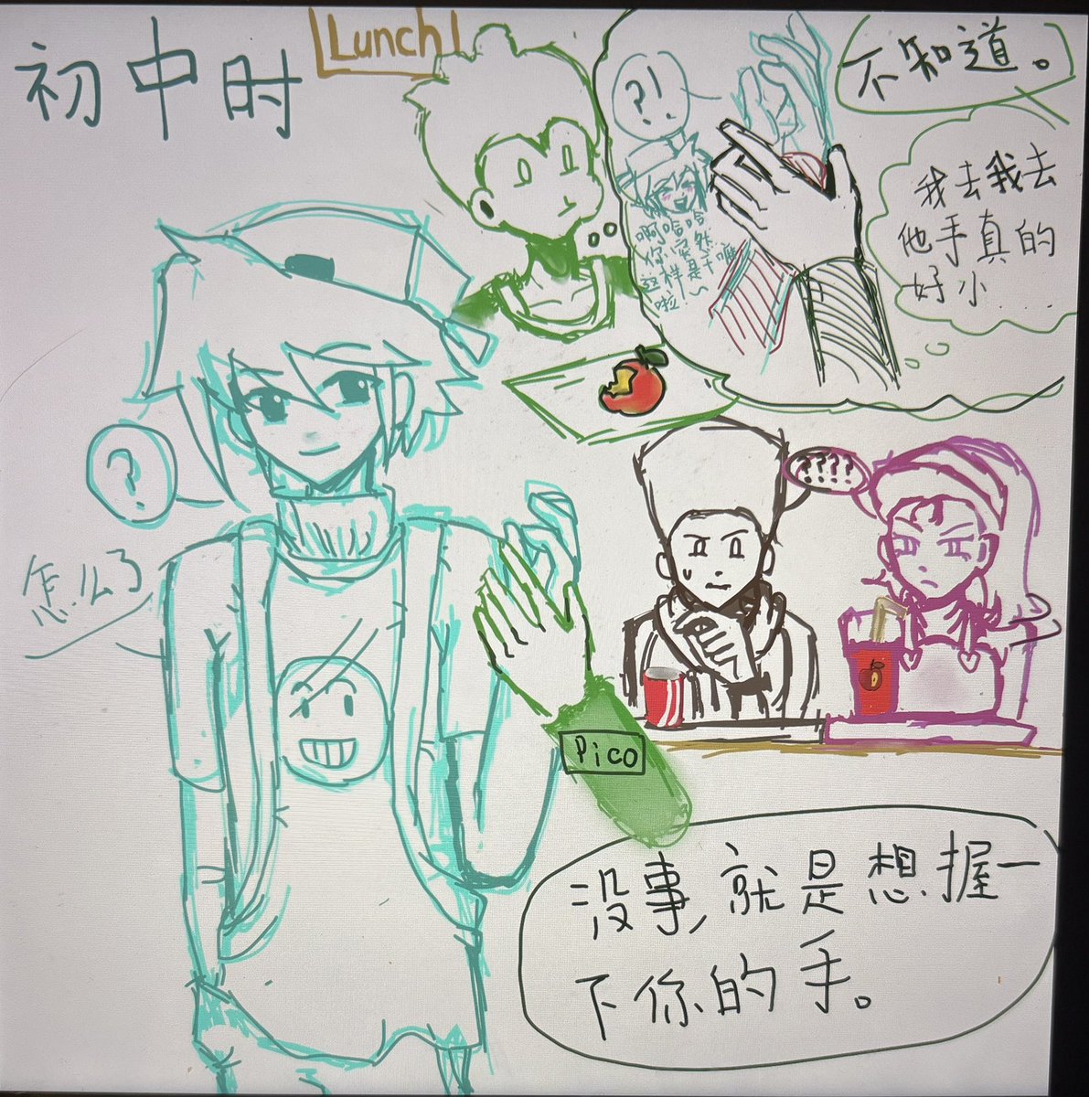 SD0698's tweet photo. I’ll create a sequel based on this🫱🏻🫲🏻💥 this post is mainly about middle school pico compared his hand size with his little boyfriend🫦🤲🏻🥰#fnf #picosschool #picoxbf https://t.co/hvlvYZbja2