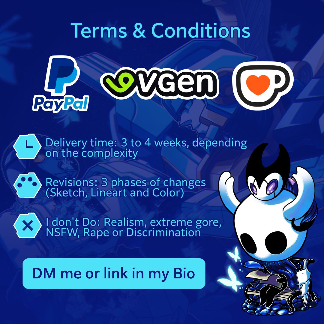 Habay_3's tweet photo. APRIL COMMISSIONS NOW OPEN! 🚀⚙️
New prices and slots are available! If you'd like to support me or commission a special project, I'd be delighted🦾✨ 
Link in bio ⛓️
#VGenArtist #TransformersArt #HollowKnightArt #MechaArt https://t.co/Kd5B2JQ63X
