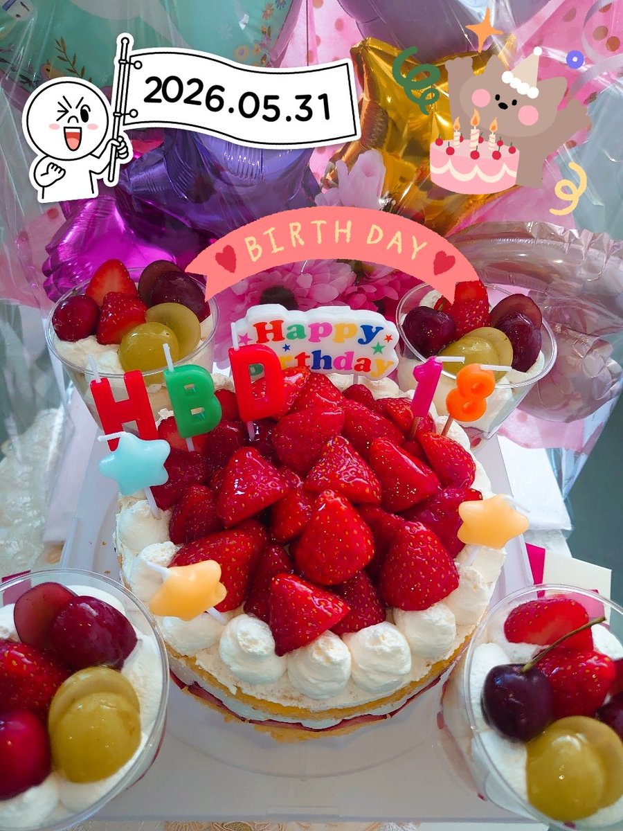 andcafe2's tweet photo. 2026年5月31日💕
本日もご予約ありがとうございましたっ☆彡
イチゴ🍓盛り盛りBIRTHDAYケーキ、フルーツカップケーキです♡ https://t.co/IjvXowjM68