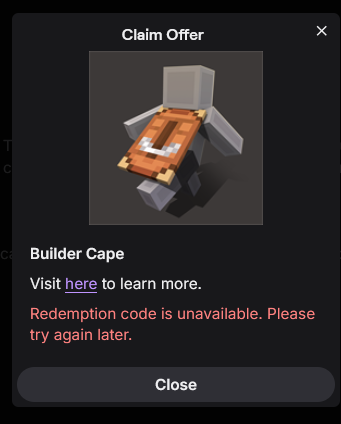 splashpip's tweet photo. so do i just not get to the new minecraft cape or what ?? was literally at the stream for 10 mins lmao https://t.co/uIr0beUson