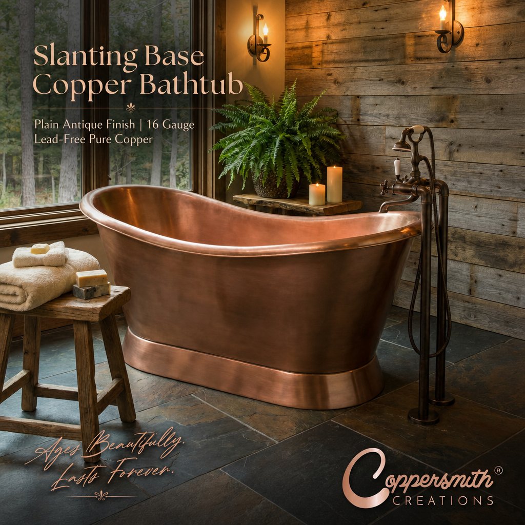 copperbathtubs's tweet photo. A bathtub that ages as beautifully as the memories made in it. 🤎✨

Handcrafted from 16-gauge pure copper, this Slanting Base Copper Bathtub develops a rich living patina over time, making every piece uniquely yours. 
🔗 https://t.co/uPzdEJSO9U
📞 +44 7778 032124
#CopperBathtub https://t.co/NKoUFnSD69