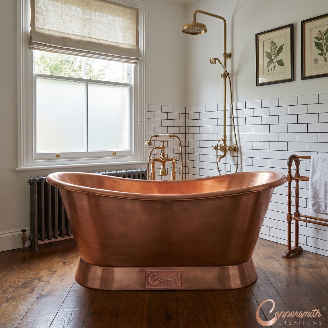 copperbathtubs's tweet photo. A bathtub that ages as beautifully as the memories made in it. 🤎✨

Handcrafted from 16-gauge pure copper, this Slanting Base Copper Bathtub develops a rich living patina over time, making every piece uniquely yours. 
🔗 https://t.co/uPzdEJSO9U
📞 +44 7778 032124
#CopperBathtub https://t.co/NKoUFnSD69