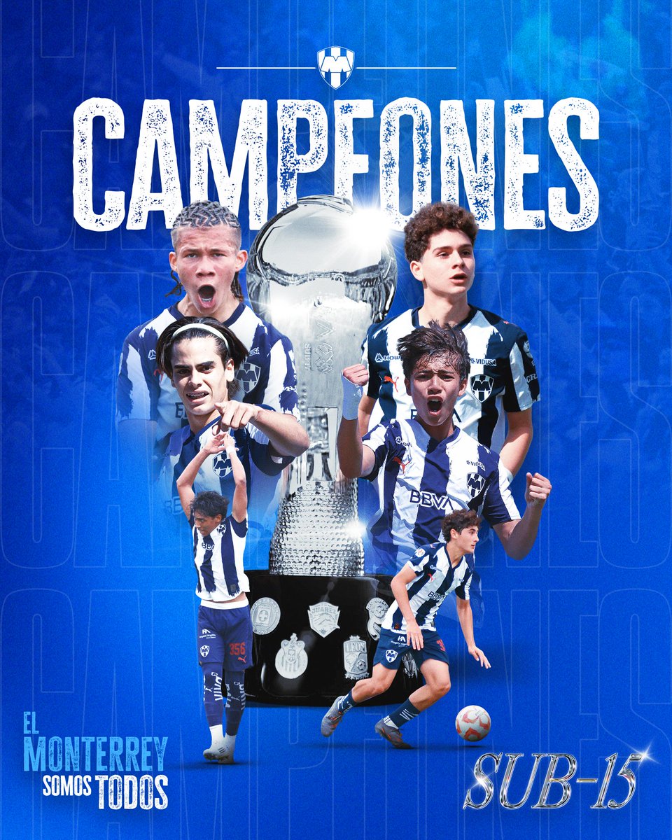 Rayados_FB's tweet photo. ¡LOS RAYADOS SON CAMPEONES SUB-15! 🏆 🔥

Con carácter, talento y una remontada inolvidable en Toluca, Monterrey conquista su tercer título de Fuerzas Básicas en la temporada 2025-2026. 👊🏼Ⓜ️

¡EL FUTURO TAMBIÉN SE PINTA DE AZUL Y BLANCO! 🌟🌟🌟 https://t.co/fl8wwH5xgV