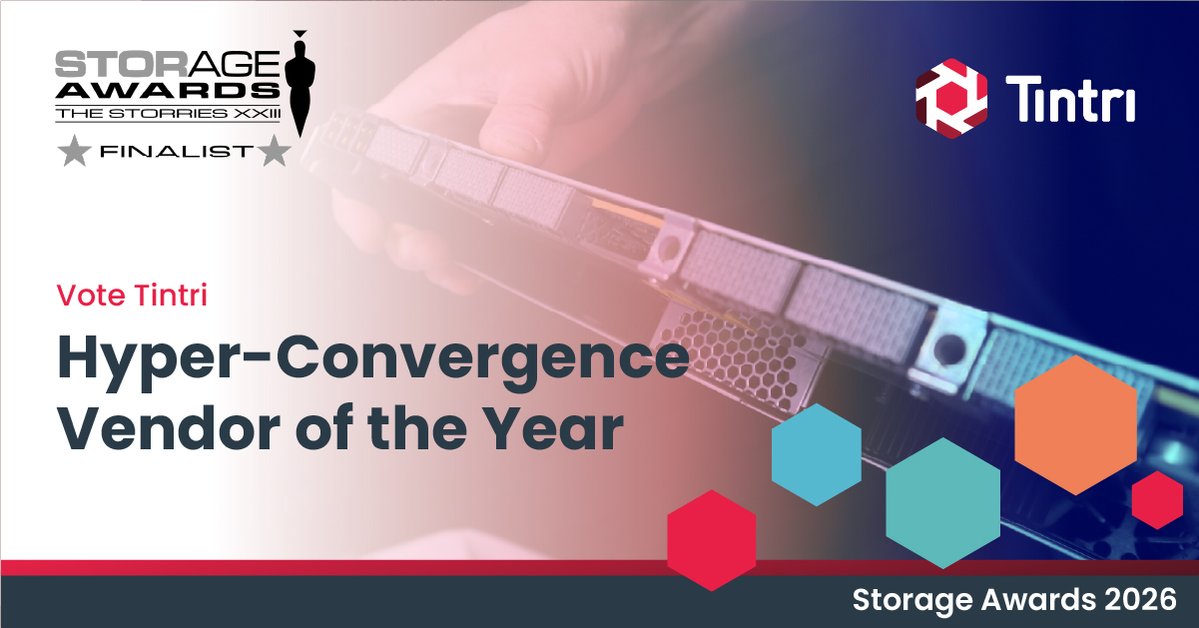 Tintri's tweet photo. Complex infrastructure? Hard no.

Tintri is excited to be nominated for Hyper-Convergence Vendor of the Year at the 2026 Storage Awards.

Because IT teams deserve infrastructure that subtracts operations instead of multiplying headaches.

Vote today - https://t.co/ZRb7bRPg7b https://t.co/GNG9bgzOag
