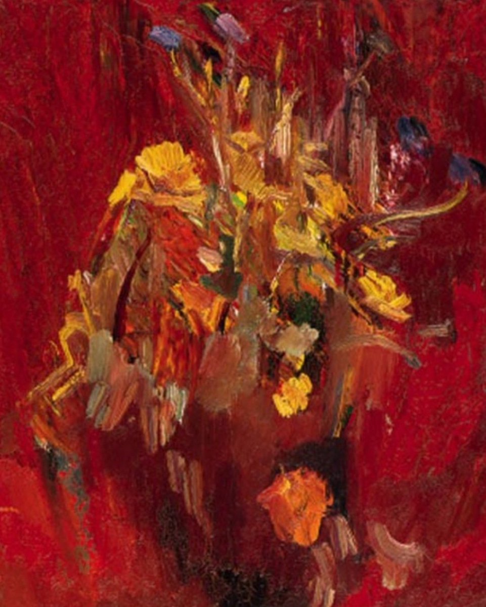 ahistoryinart's tweet photo. In 1942, David Bomberg took up painting still lifes again after his wife Lillian, passing a flower stall in the Gloucester Road, London brought home a bouquet. The resulting composition was described as a 'vertiable explosion in colour' by the art critic David Sylvester. https://t.co/OvzpoEkxfV