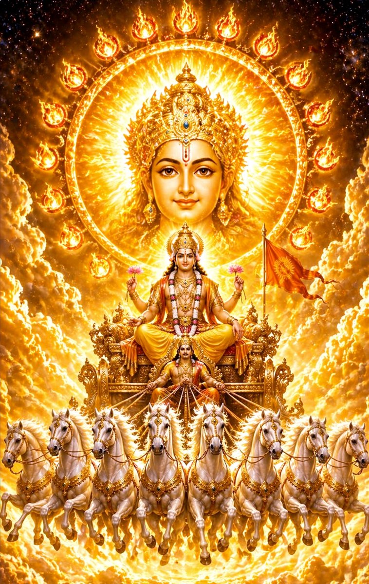 Hindu_devotee7's tweet photo. 🌹🥀🌺|| मन्त्र ||🌺🥀🌹
ॐ आकृष्णेन रजसा वर्तमानो निवेशयन्नमृतं मर्त्यण्च। 
हिरण्य़येन सविता रथेन देवो याति भुवनानि पश्यन।
🥀🌺🌷|| सूर्य नारायण भगवान के आशीर्वाद से,आपका कल्याण हो। ||🌷🌺🥀 https://t.co/fIcXthHFdF
