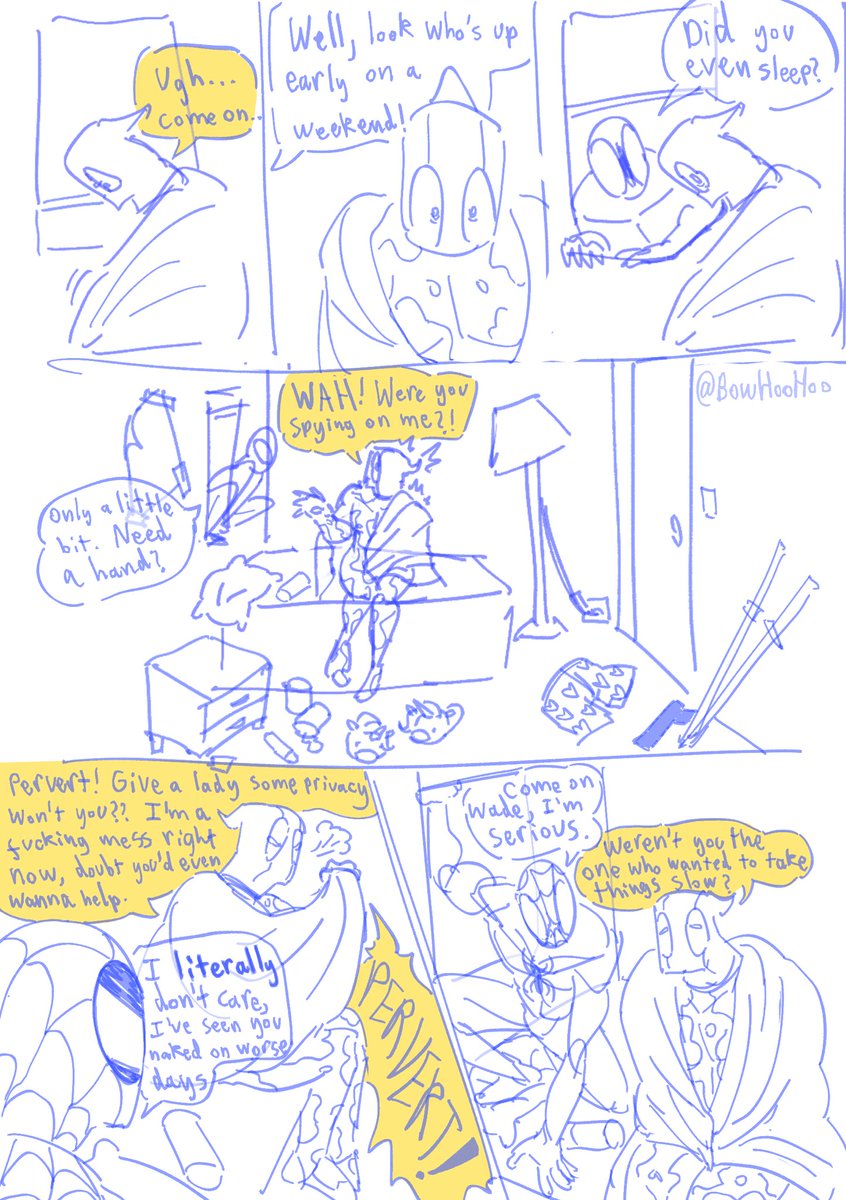 BowHooHoo's tweet photo. Deadpool’s refractory period, Hoohoo’s sketch comic :3 
#SPIDEYPOOL #สไปดี้พูล #スパデプ

⚠️Content warning: oral sex in later pages🤯

(Page 1/idk) https://t.co/I2PBHfDYob