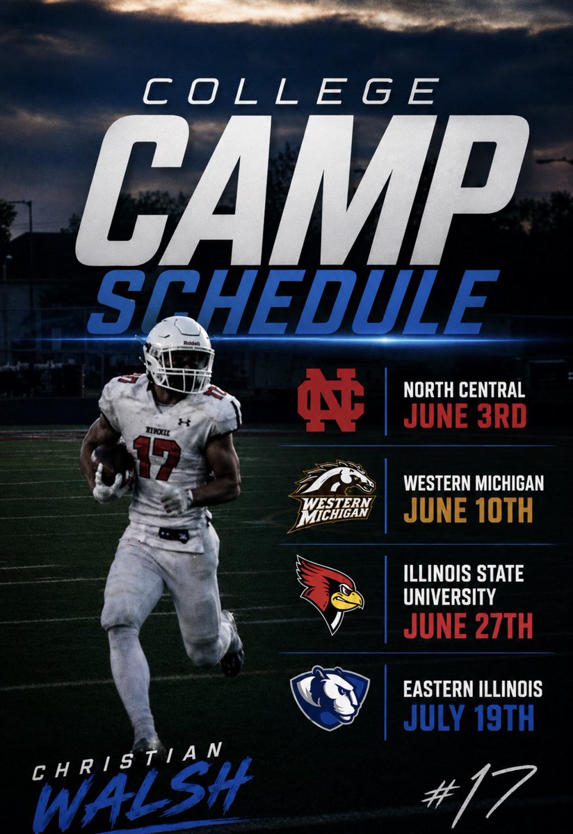 CWalsh017's tweet photo. Excited to announce where I’ll be this summer. Grateful and blessed for every coach who has invited me out to camps this offseason. Looking forward to competing, learning, and building relationships at the next level.
@Oswego_Football @CooneyPanthers @PrepRedzoneIL @EDGYTIM @AllenTrieu @KCNpreps