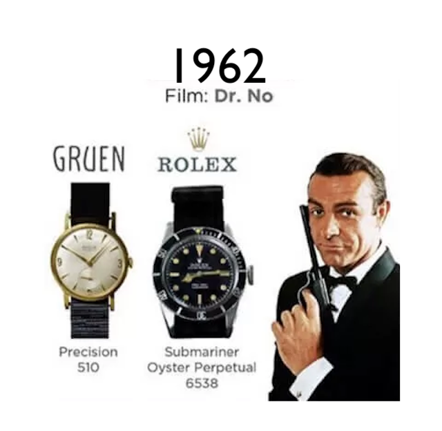 Quartermasterx_'s tweet photo. The original Bond watch worn by Sean Connery during his Bond era: "GRUEN PRECISION 510 and ROLEX Submariner 6538" https://t.co/eqwUwroZWF