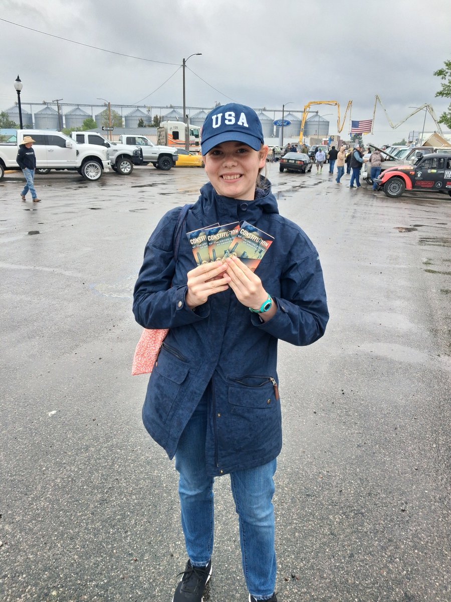 MillieMTFreedom's tweet photo. Rain or Shine, Voting matters! The Montana State Primary election is June 2nd, and every vote counts!
Out today at the Live Your Dash Car Show in Fairfield, MT. Passing out Constitutions, checking voter status, and registering others to vote! USA! 🙌
@tpusastudents 
@TPUSA https://t.co/2XvObjGGns