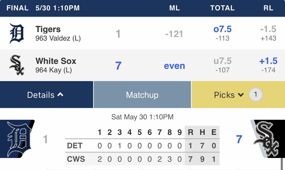 TroyTorrence11's tweet photo. Remember discussing this market?

White Sox ML✅

The gift that keeps on giving. https://t.co/BHaNfNjG07