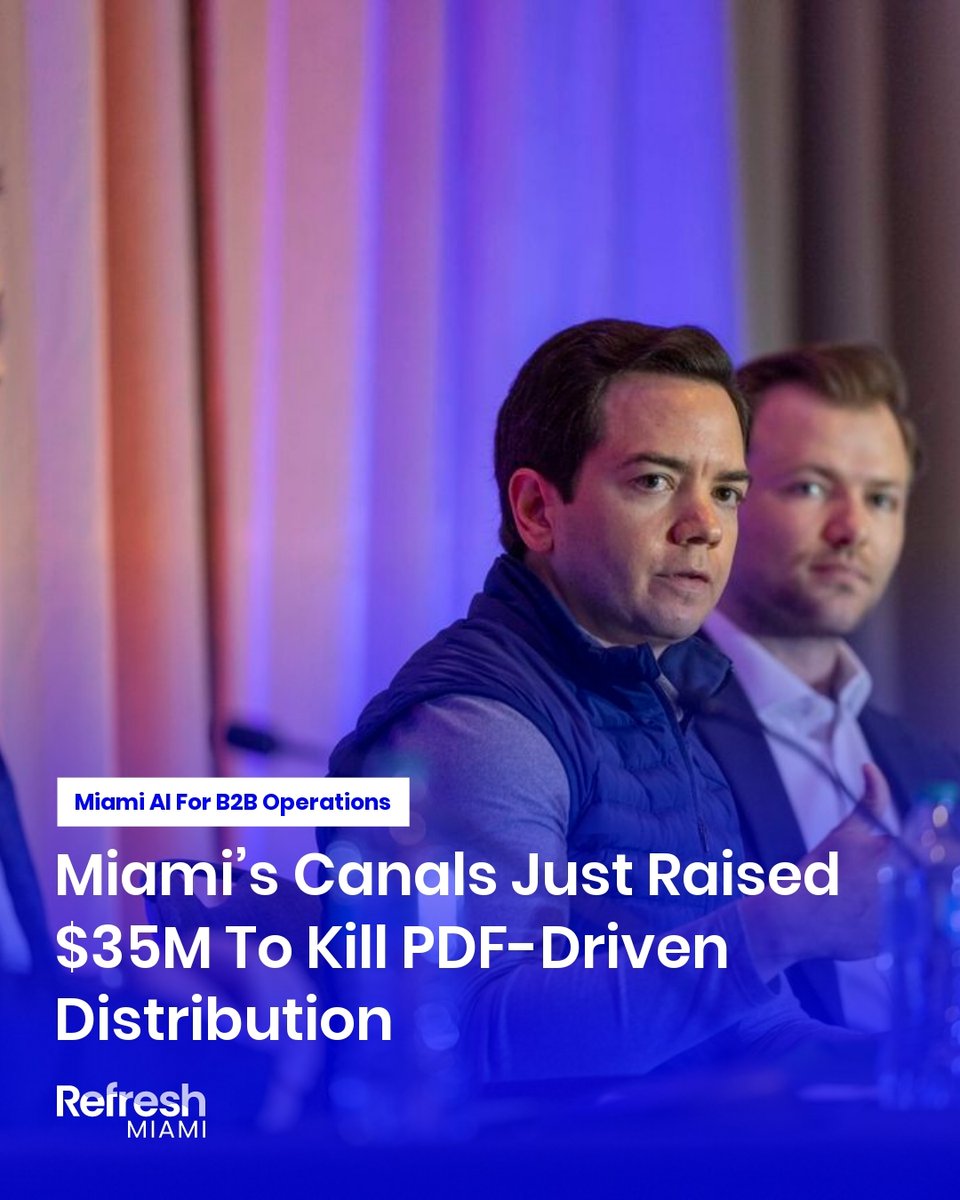 refreshmiami's tweet photo. $8.2T market, and a lot of it still runs on PDFs, spreadsheets, and people retyping purchase orders into legacy systems.

Miami-based Canals just raised $35M led by @Base10Partners to bring AI into the messy back-and-forth between distributors, suppliers, and customers.

The interesting part is where they’re applying AI, and why this “boring” workflow may be the real leverage point.

https://t.co/Ek34jMBcIL

#RefreshMiami #MiamiTech