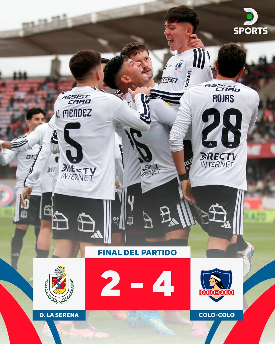 DSportsCL's tweet photo. EL CACIQUE SE MANTIENE EN LA CIMA 🔝
⚫⚪ Colo-Colo venció a domicilio por 4-2 a Deportes La Serena por la Liga de Primera y quedó primero con 11 puntos de ventaja.
⚽ Méndez, Hernández, Pastrán y Marchant anotaron para el Popular.
#EnLaPielDeColoColo
📷 CC https://t.co/APq8uTUs3W