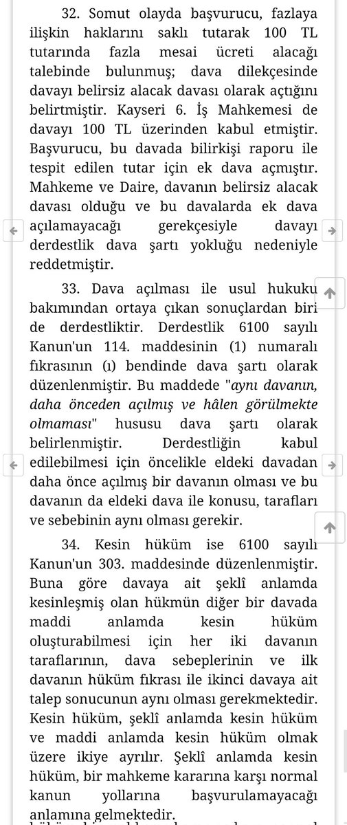Servetkaya111's tweet photo. ANAYASA MAHKEMESİ 

BELİRSİZ ALACAK DAVASINDAN SONRA HÜKÜM ALTINA ALINMAYAN KISIM İÇİN EK DAVA AÇILABİLECEĞİ HAKKINDA

"kararının hüküm fıkrasında 100 TL fazla çalışma ücretine hükmedilmiştir. Bireysel başvuruya konu davanın talep sonucunda ise 15.000 TL fazla çalışma ücreti talep edilmiş olup ilk davanın hüküm fıkrası ile ikinci davaya ait talep sonucu aynı değildir."

https://t.co/BSfPcGqEZ6