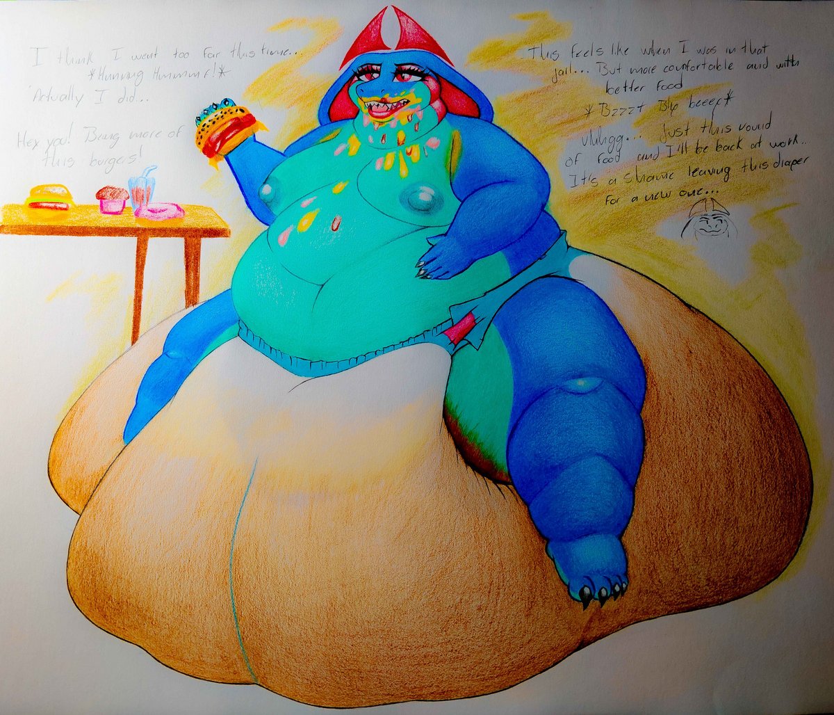 6moonreverse's tweet photo. The aftermath of Myra after ordered a lot of food in that restaurant... And she still wants more more!
Too bad she has to go bounty hunting for her contract... I don't doubt that she will repeat filling her diapers to that point or more~
#diaperfur #diaper #messydiaper #hypermess https://t.co/7im8zOWM8j