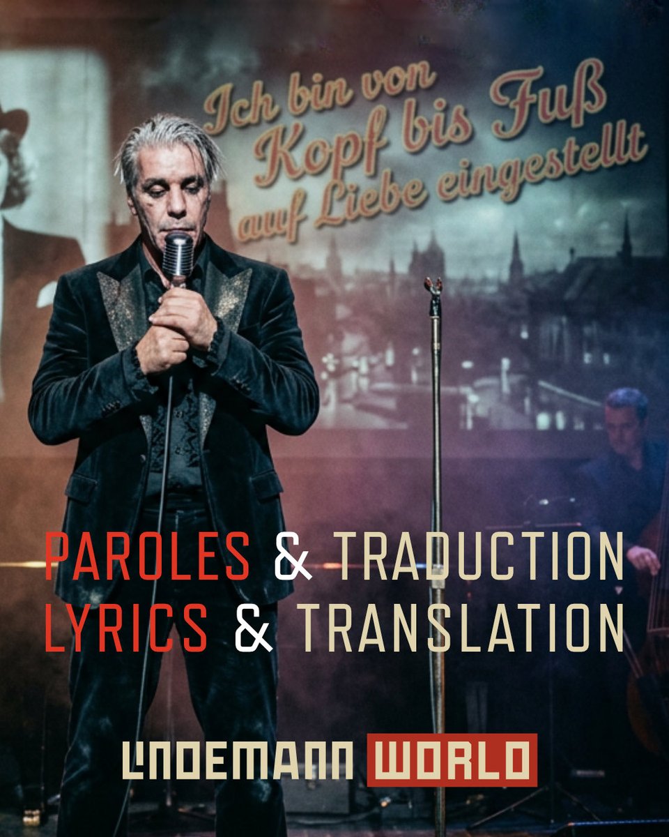 lindemannworld's tweet photo. 🇫🇷 Paroles et traduction de la chanson « Ich bin von Kopf bis Fuß auf Liebe eingestellt » https://t.co/U8FFP4XFh0

🇬🇧 Lyrics and translation of the song "Ich bin von Kopf bis Fuß auf Liebe eingestellt" https://t.co/HiwVSYbpyl https://t.co/FWikQpMLnt