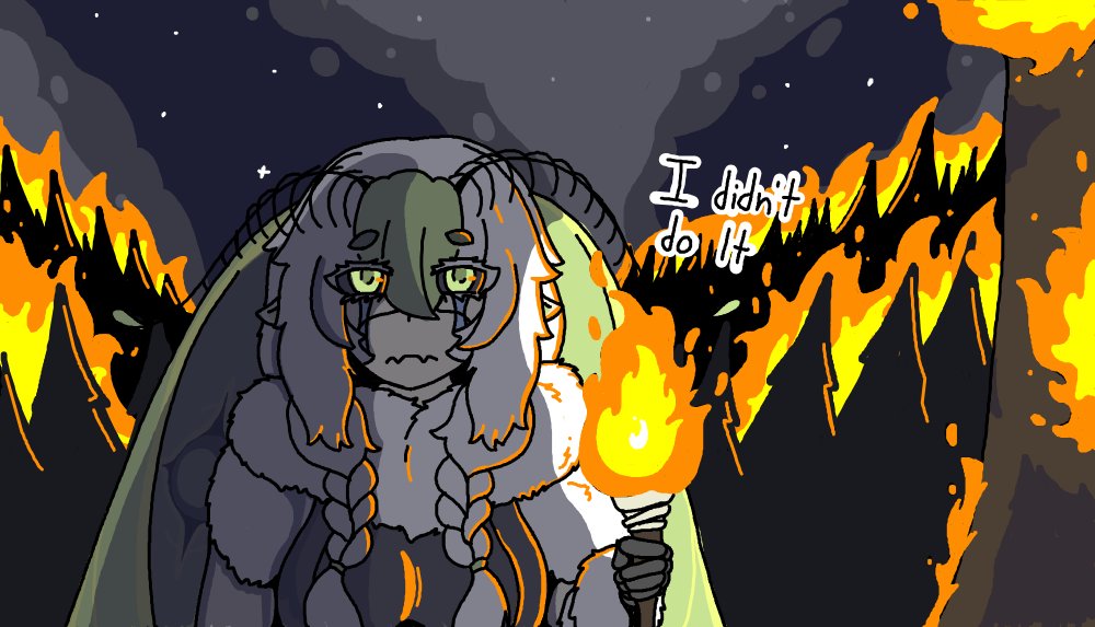 narrator34's tweet photo. She's never escaping the Forest Fire incident from Vintage Story https://t.co/bTHgGF0YWM
