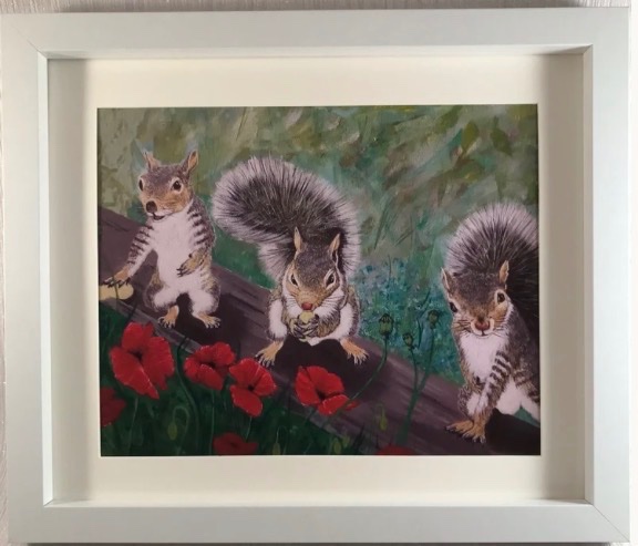 amazingraceart's tweet photo. Squirrels on the window ledge original art print #earlybiz #MHHSBD 
https://t.co/epYiicthHD https://t.co/TqVAvsgChM