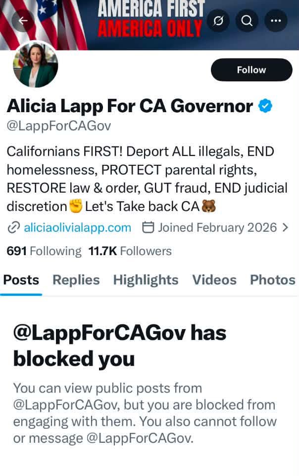 AkaLazarus's tweet photo. Badge of honor.  

@LappForCAGov is the nut job who posted herself burning the Israeli flag, and wants to put Jews in detention camps and castrate them. https://t.co/IJV4bK2t5z