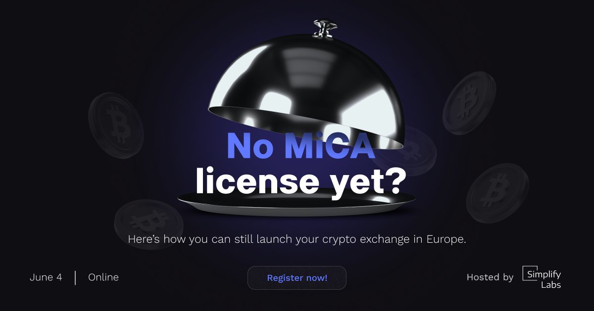 simplifylabs_io's tweet photo. ⏰ June 4 · 5 PM CET
No MiCA license yet? You can still launch in Europe.

Free webinar with @simplifylabs_io , @KvarnX  &amp; SBSB -- practical session, live Q&amp;A at the end.

Hipther covered it → https://t.co/NpMspVZor4
Register → https://t.co/tQEcTDacGn https://t.co/6bxLGvWT5W
