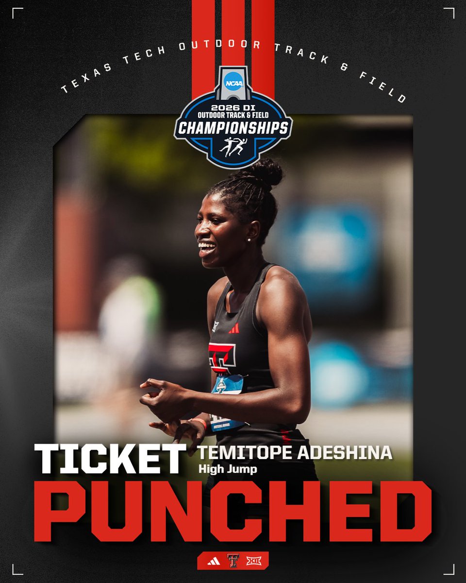 TexasTechTF's tweet photo. Starting the final day with TWO high jumpers punching their tickets to nationals!

Both Red Raiders clear 1.87m (6-1.50) 👏 https://t.co/cKHQfQxupf