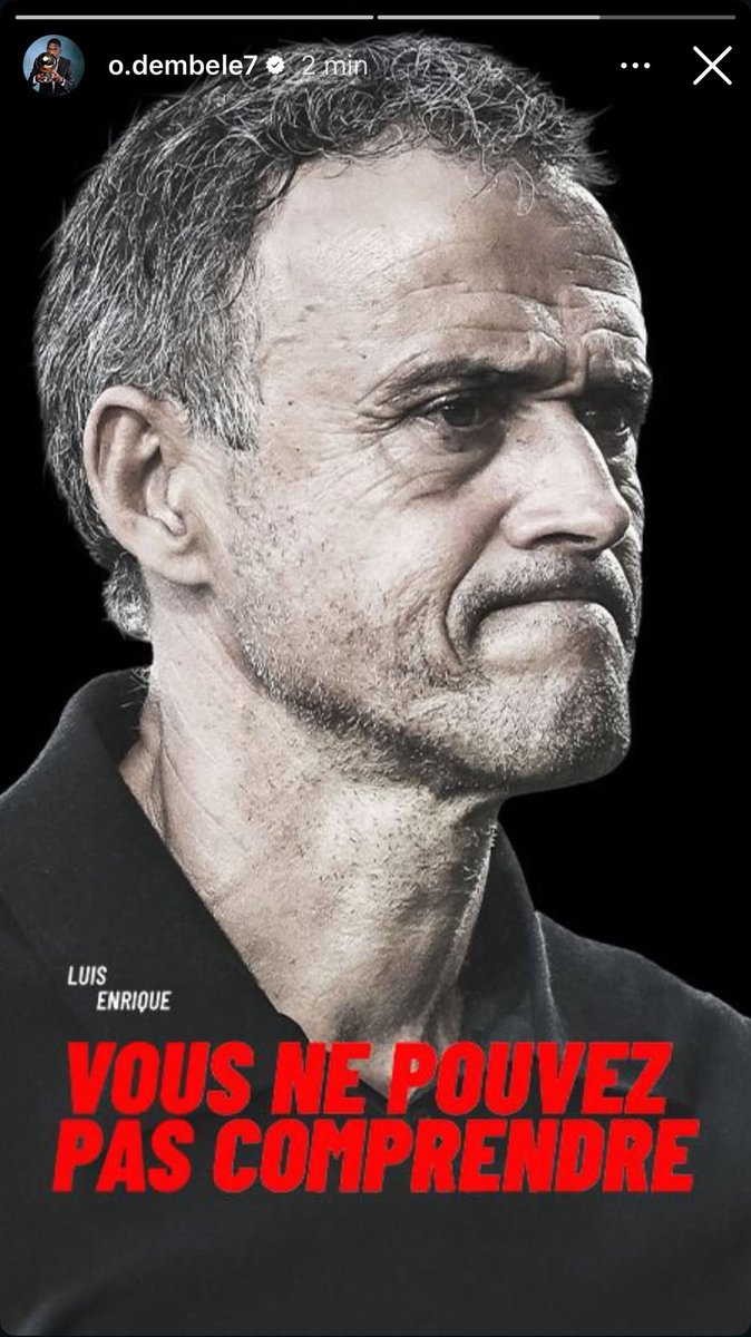 LMDPSG's tweet photo. La story d’Ousmane Dembélé ❤️💙

« Luis Enrique, vous ne pouvez pas comprendre » https://t.co/Gwq4x1Idtg