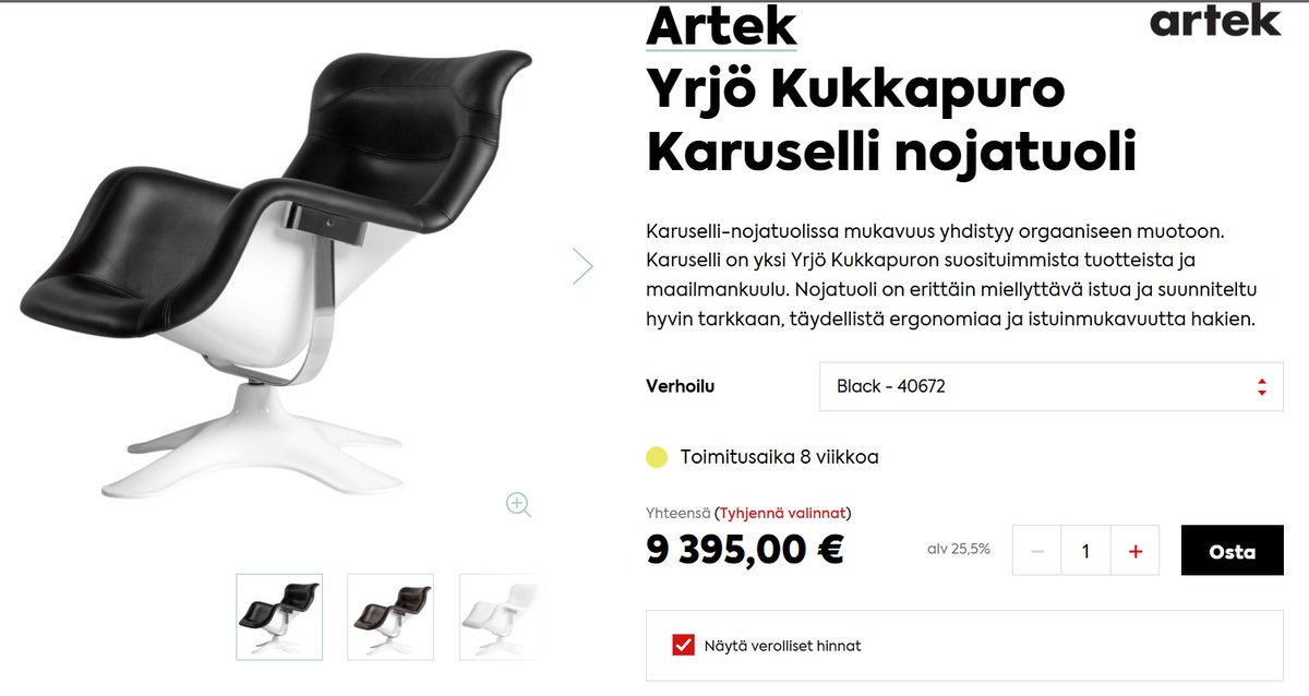 Khellstr3D's tweet photo. @LaurikainenMika @samifian 9395€
Ehkä maailman rumin tuoli. 
Sen on pakko olla äärimmäisen mukava. Muuten ei voi käsittää tuota hintaa ja arvostusta. https://t.co/tkl3bsIml1