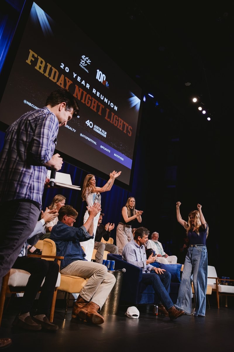 ParamountAustin's tweet photo. Texas forever! 💛🏈 Twenty years later and Dillon still has a chokehold on us. The cast &amp; crew of Friday Night Lights reunited at ATX Television Festival yesterday to receive the 2026 “Texas Made” Award!

📸: @RachelParkerPix https://t.co/E8IgYmMYJp