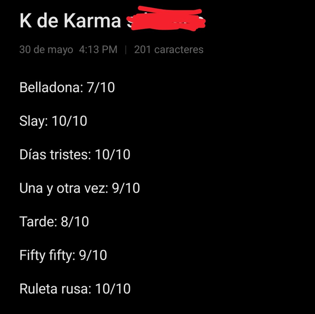 FatalProjectPE's tweet photo. Puse a mi hermano a escuchar K de Karma y estás fueron sus calificaciones. 🤭 https://t.co/bgE98bsNfF