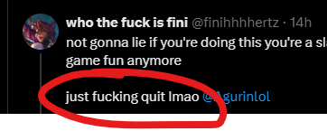 redderfry's tweet photo. this guy just told u to quit LOLLL @Agurinlol https://t.co/jKw5ZckvgL