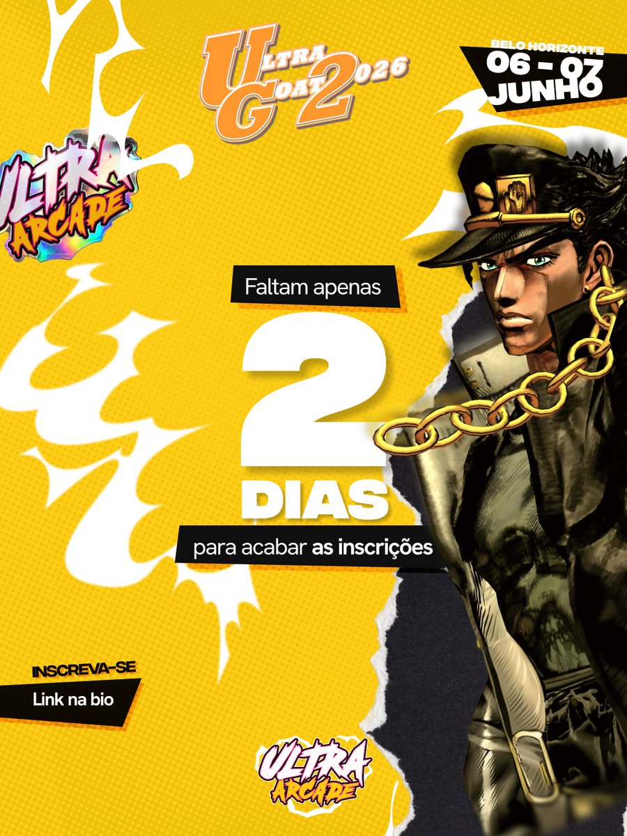 ultraarcadebh's tweet photo. RESTAM 2 DIAS!!! VAI PERDER???

Inscrições para Ultra Goat 2026 fecham amanhã 31/05 às 23:59.

Link ABAIXO.

#UltraArcade #Gaming #fgc https://t.co/IUfSNdaIRP
