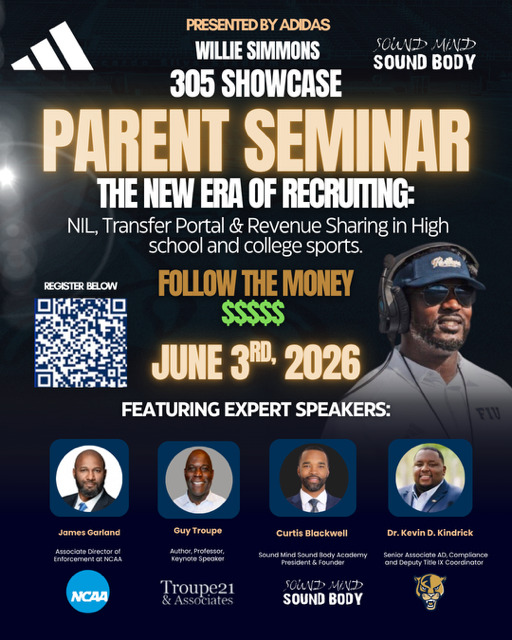 305plusnetwork's tweet photo. 🏈 The Willie Simmons 305 College Showcase presented by Adidas.
100+ college coaches. 1,000+ student-athletes. Combine testing, HBCU College Fair, NIL/Revenue Sharing seminar for parents, and real college exposure for 9th–12th graders.
👉https://t.co/R3sPZOsqj5 https://t.co/RqBhO4cIJL