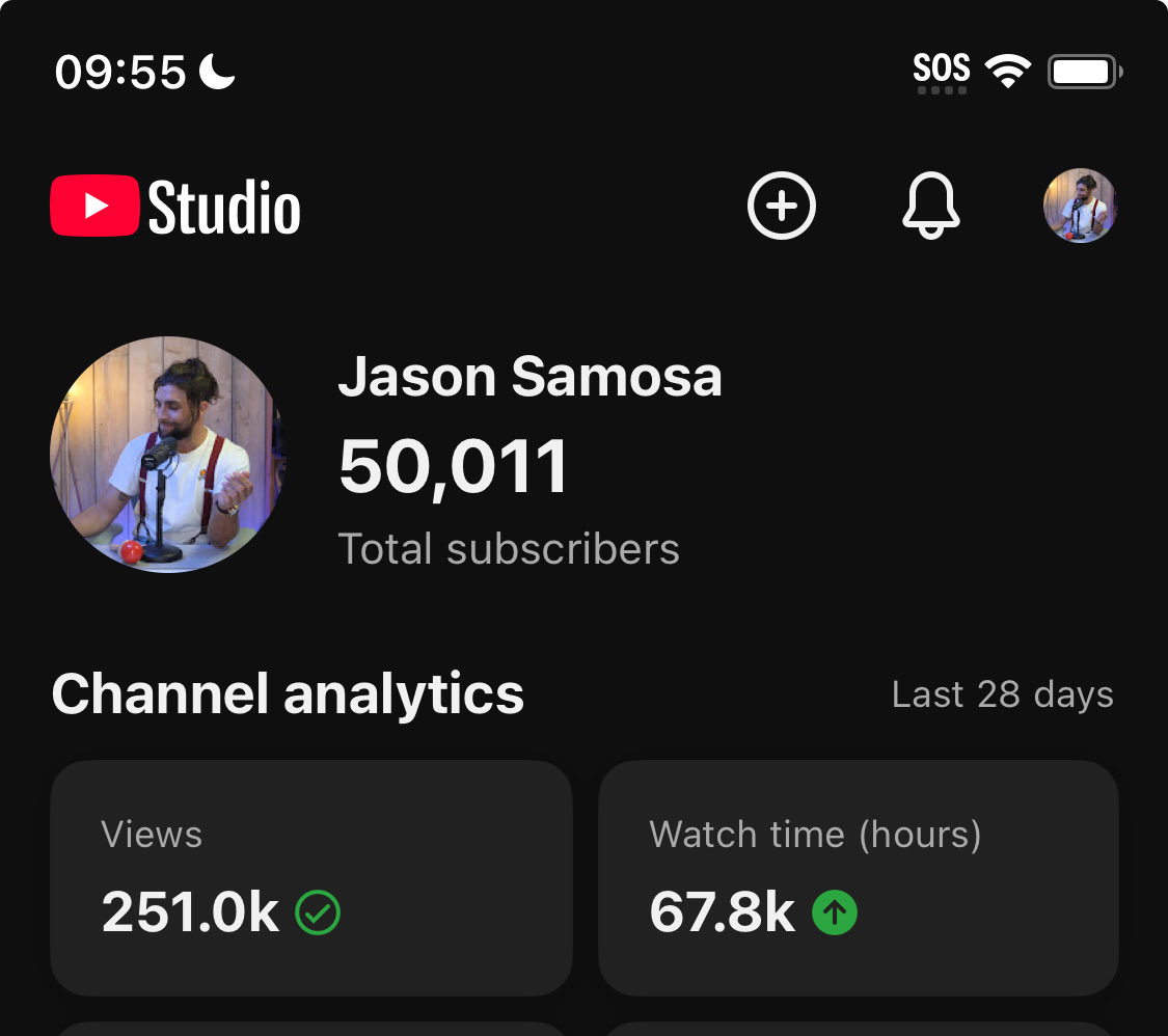 jason_samosa's tweet photo. Almost 1 year ago today I celebrated hitting 1000 subscribers with some of my closest friends.

It took 2 years of blood and sweat while working full time, but it felt so beautiful to hit that milestone.

I could never have anticipated hitting 50,000 subscribers within another 12 months! To everyone who has joined me on this journey, thank you!!!

And also, a special thank you to the folks who were there cheering me on: Duane, RichardMori, Patrick, PhaseBeast…

I got to know those folks by name because they were always there encouraging me not to give up! 

I can’t wait to share some of my upcoming projects with you all, and even if the channel just stops here; I will count myself a truly lucky man to be able to do this. 

I AM JASON SAMOSA AND I ENDORSE THIS MESSAGE