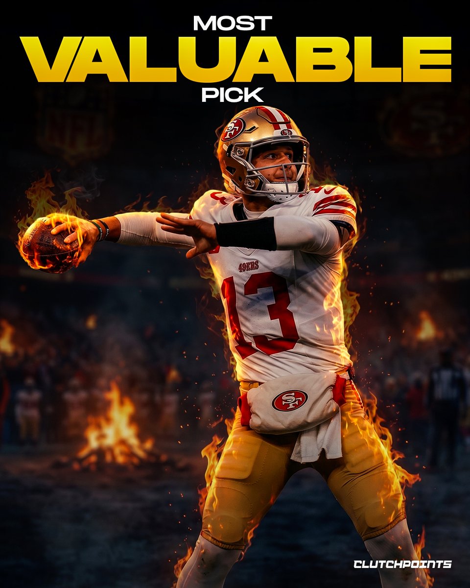 CpNiners's tweet photo. Brock Purdy has to be considered one of the most valuable non-first-round picks in NFL history ⭐️

At this point, Purdy isn’t just one of the greatest Day 3 picks ever. He’s one of the greatest draft steals in NFL history, regardless of position ✅ https://t.co/f8dkAhWy1t