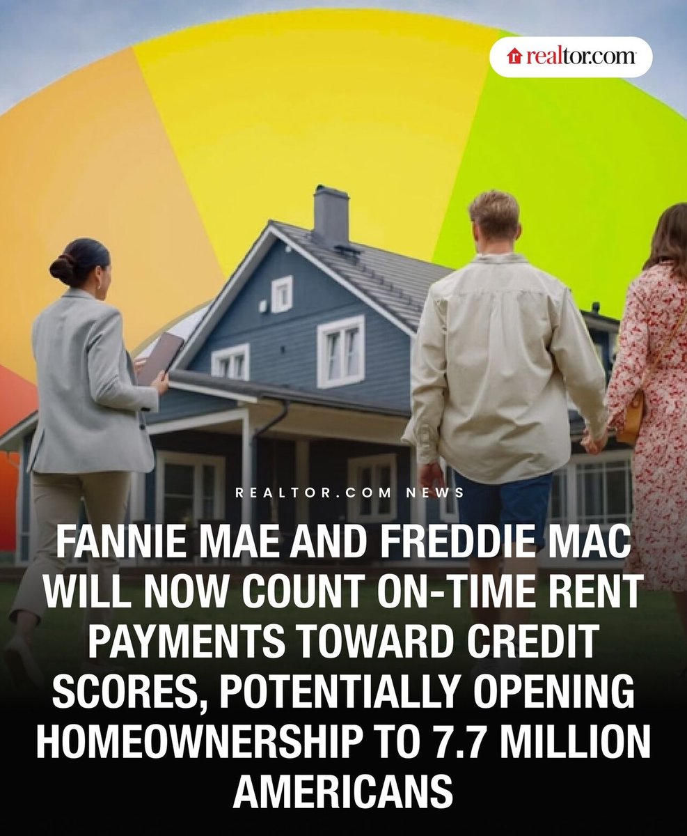 TLD_Realtor's tweet photo. 🔑 Huge news for renters! 🏡 Fannie Mae &amp; Freddie Mac now count on-time rent toward credit scores, opening homeownership doors for 7.7M Americans! 🙌📈 Ready to stop renting &amp; start owning? DM me to unlock your dream home!🗝️
#fyp #RealEstate #HousingMarket https://t.co/CiTClyz0Gp