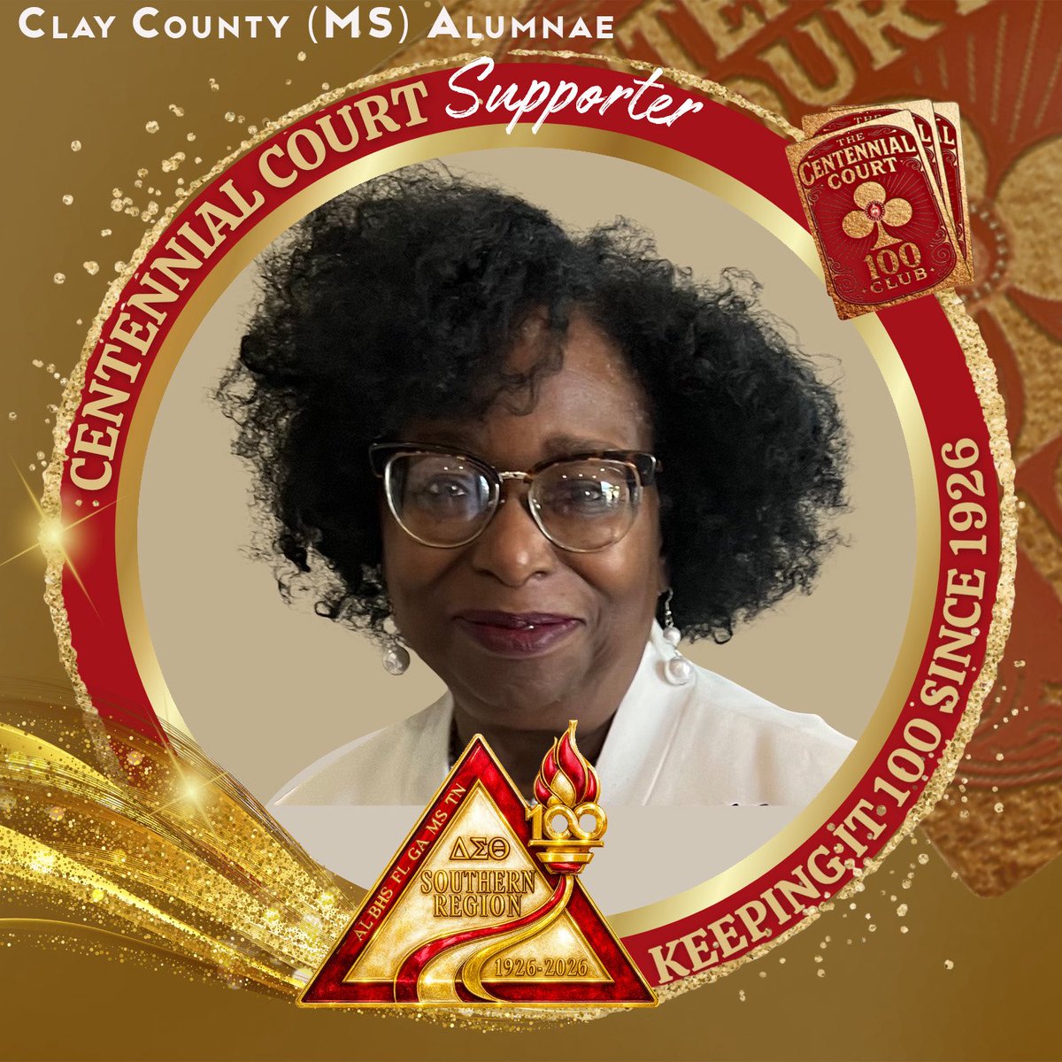 ccacDST's tweet photo. Clay County Alumnae Chapter (CCAC) member Soror Gail Akins has secured her place in the #CC100Club and is representing the Centennial Court Club with grace and purpose ❤️🔺

#CentennialCourtClub #CCAC #LegacyLooksGoodOnUs #DeltaSigmaTheta #SouthernRegion100 #DST1913 https://t.co/PEEJJvta4O