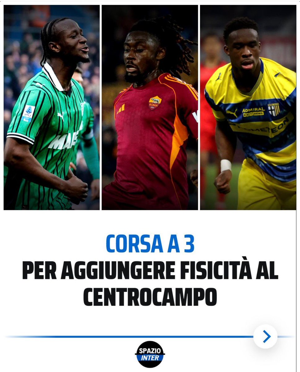 SpazioInter's tweet photo. CORSA A 3 PER IL CENTROCAMPO 🏎‍🟀 💨

Il nome in cima alla lista dell’Inter rimane Manu Koné ⚽️🔥

Ma nelle valutazioni per il futuro rientrano anche Mandela Keita e Ismaël Koné, centrocampisti accomunati da caratteristiche ben precise legate alla forza fisica 🤔🤯 https://t.co/8oajpKT5ie