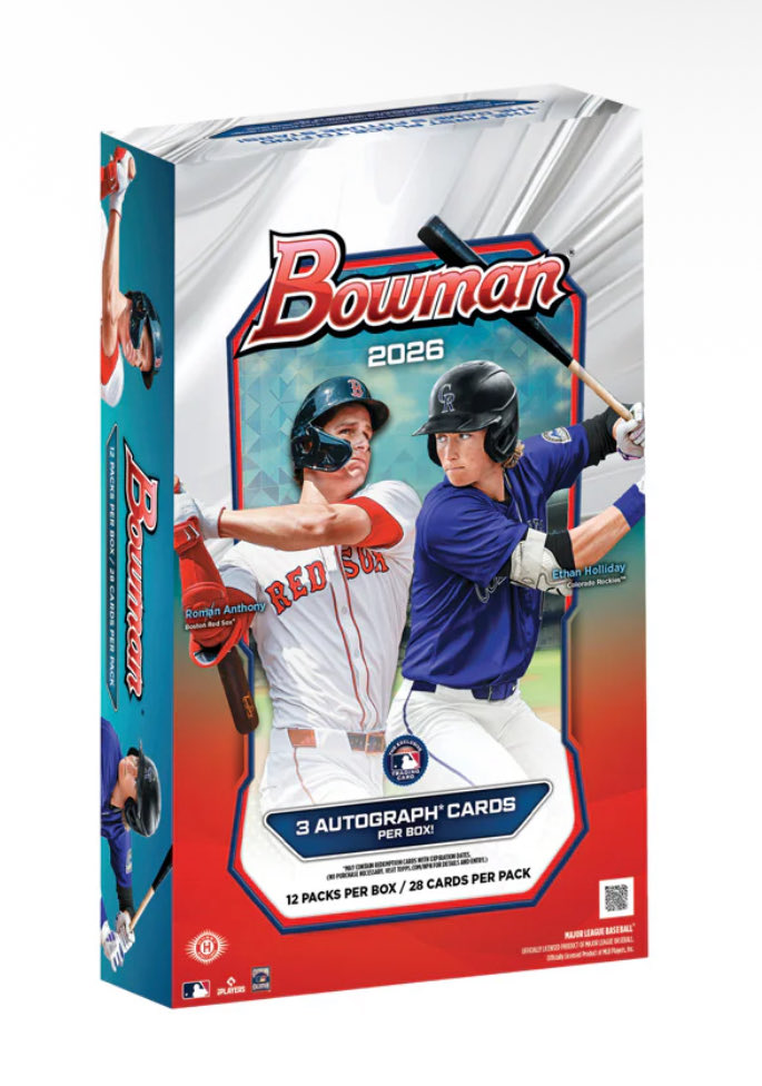 bNeBREAKS1's tweet photo. OPEN BREAK!

2026 Bowman Jumbo 2 Box PYT

6 Autos!
Paper sold separately!

Stacked Break!
$5 to ship stack!
International pays what I pay!
Claim 👇 https://t.co/U7xtBxzKRO